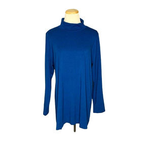 J. JILL Teal Blue Long Sleeves High Neck Tunic Top Sz XL P